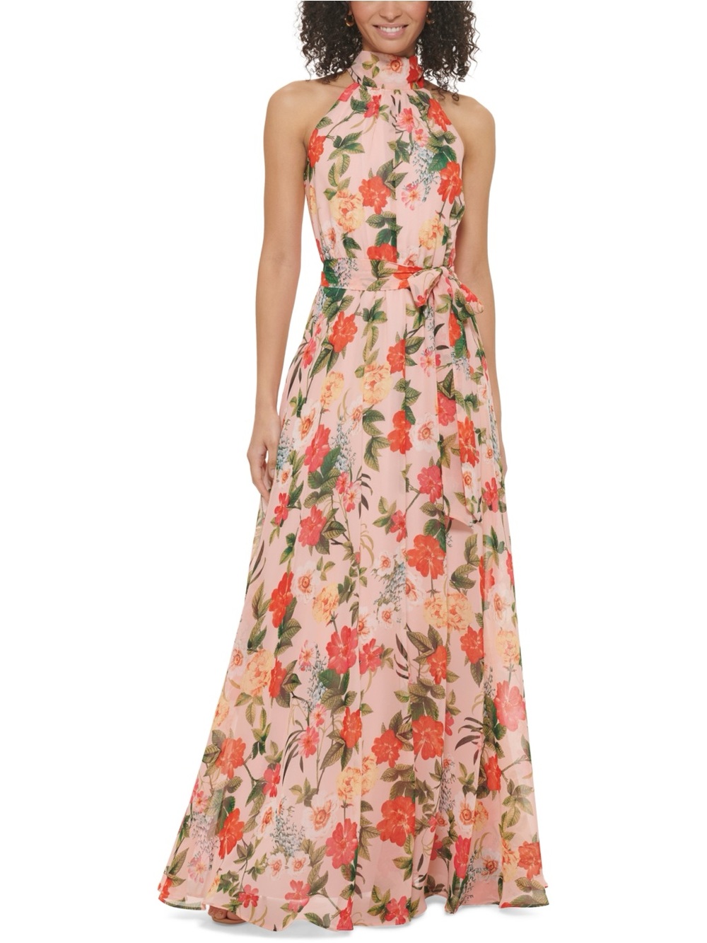 Eliza J Pink Floral Halter Maxi Dress